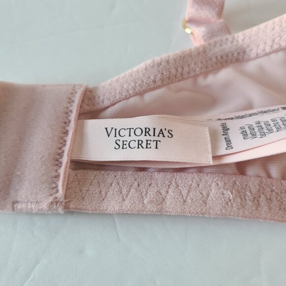 DREAM ANGELS VICTORIA'S SECRET-LILY EMBROIDERY PUSH-UP BRA -BLUSH PINK, 36DD - Picture 9 of 13